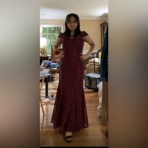 Deep Red Sparkly Prom Dress